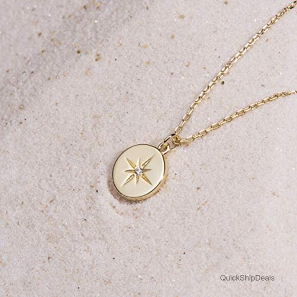 Sterling Silver Gold Plated Pendant Necklace with Cubic Zirconia - Picture 2 of 7